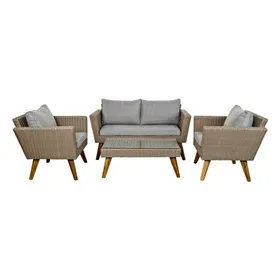Table Set with 3 Armchairs DKD Home Decor MB-166666 Beige Grey 137 x 66 x 70,5 cm 137 x 66 x 73 cm (4 Pieces)