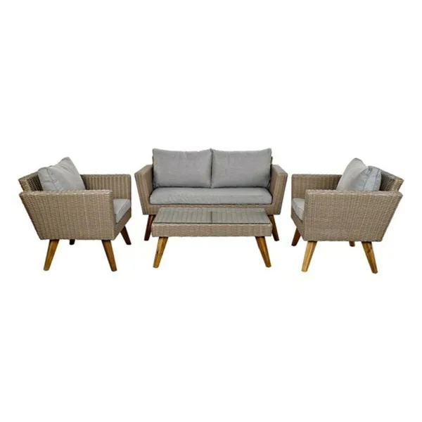 Table Set with 3 Armchairs DKD Home Decor MB-166666 Beige Grey 137 x 66 x 70,5 cm 137 x 66 x 73 cm (4 Pieces)
