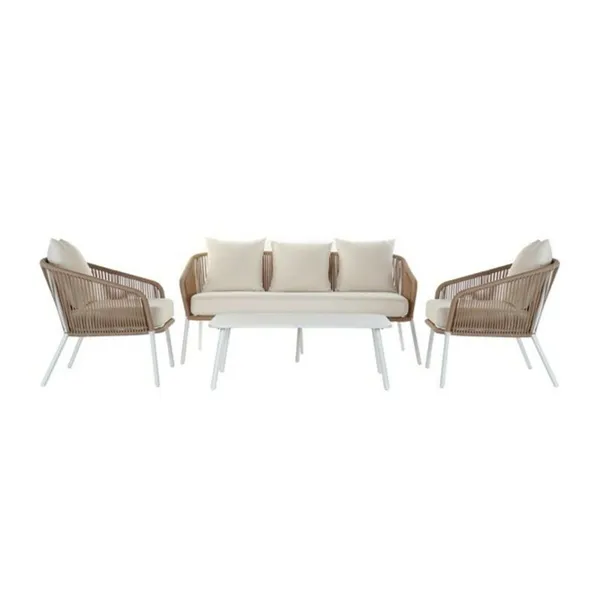 Garden sofa DKD Home Decor MB-179038 White Beige 151,5 x 72 x 70 cm Garden