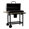 Coal Barbecue with Cover and Wheels DKD Home Decor Black Natural Wood Metal Steel 108 x 71 x 103 cm