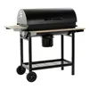 Coal Barbecue with Cover and Wheels DKD Home Decor Black Natural Wood Metal Steel 108 x 71 x 103 cm