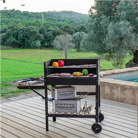 Coal Barbecue with Wheels DKD Home Decor Black Natural Metal Steel 113 x 51 x 97 cm (113 x 51 x 97 cm)