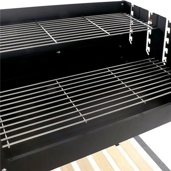 Coal Barbecue with Wheels DKD Home Decor Black Natural Metal Steel 113 x 51 x 97 cm (113 x 51 x 97 cm)