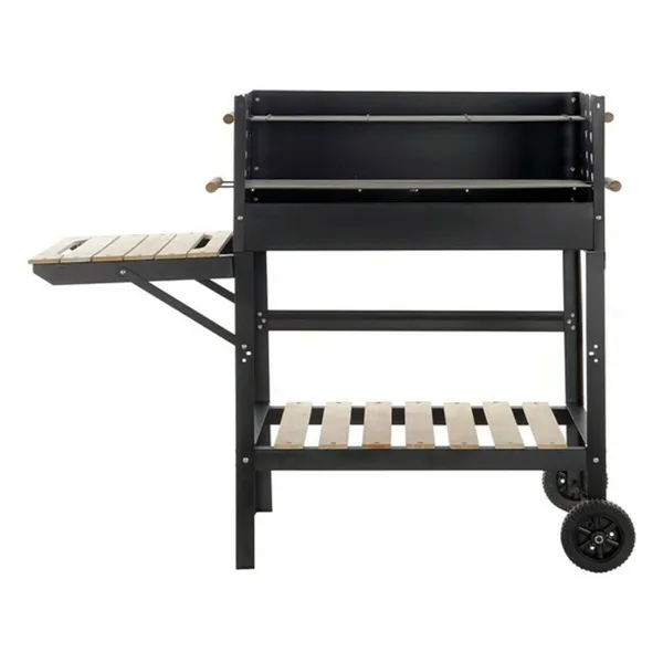 Coal Barbecue with Wheels DKD Home Decor Black Natural Metal Steel 113 x 51 x 97 cm (113 x 51 x 97 cm)
