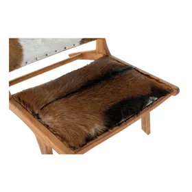 Armchair DKD Home Decor MB-182320 Teak Brown Leather White (65 x 78 x 68 cm)