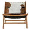 Armchair DKD Home Decor MB-182320 Teak Brown Leather White (65 x 78 x 68 cm)