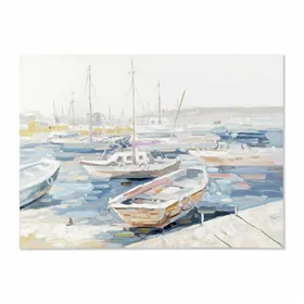 Canvas DKD Home Decor Blue Ship Mediterranean 120 x 4 x 90 cm 120 x 3,8 x 90 cm