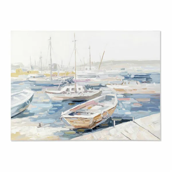 Canvas DKD Home Decor Blue Ship Mediterranean 120 x 4 x 90 cm 120 x 3,8 x 90 cm