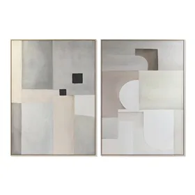 Canvas DKD Home Decor Beige Grey Abstract Urban 100 x 4 x 140 cm (2 Units)