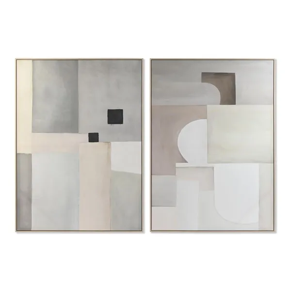 Canvas DKD Home Decor Beige Grey Abstract Urban 100 x 4 x 140 cm (2 Units)
