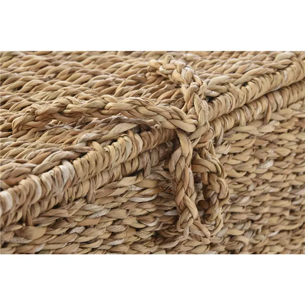 Basket set DKD Home Decor With lid Natural Iron Seagrass (50 x 34 x 25 cm) (3 Pieces)