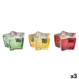 Candle DKD Home Decor Yellow Red Green Star Christmas 10 x 10 x 5,5 cm (3 Units)