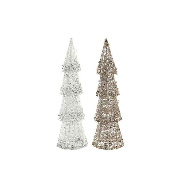 Lighting decoration DKD Home Decor Christmas Champagne Tree White (14 x 14 x 50 cm) (2 Units)