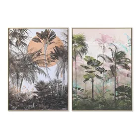 Canvas DKD Home Decor Palms Tropical 103 x 4,5 x 143 cm 104 x 4,5 x 143,5 cm (2 Units)
