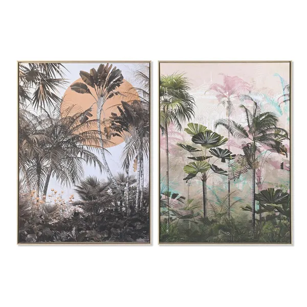 Canvas DKD Home Decor Palms Tropical 103 x 4,5 x 143 cm 104 x 4,5 x 143,5 cm (2 Units)