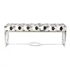 Bench DKD Home Decor White Brown Black Silver Steel 122 x 41 x 44 cm
