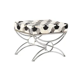 Bench DKD Home Decor Silver Black Steel Leather White (53 x 40 x 43 cm)