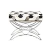 Bench DKD Home Decor Silver Black Steel Leather White (53 x 40 x 43 cm)