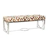 Bench DKD Home Decor Brown Steel Leather White (122 x 41 x 44 cm)