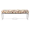 Bench DKD Home Decor Brown Steel Leather White (122 x 41 x 44 cm)