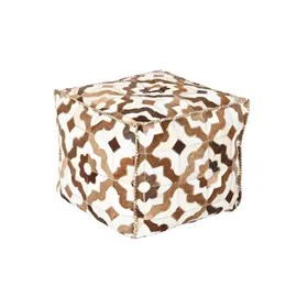 Pouffe DKD Home Decor White Brown 45 x 45 x 40 cm