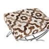 Bench DKD Home Decor Silver Brown Steel Leather White (53 x 40 x 43 cm)