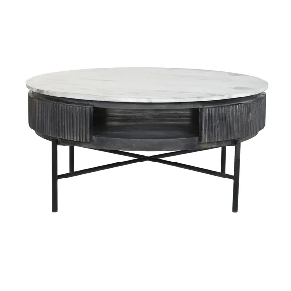 Centre Table DKD Home Decor Marble Mango wood (90 x 90 x 42 cm)
