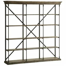 Shelves DKD Home Decor Sheesham Brown Dark brown Light grey Wood Metal 213 x 43 x 220 cm