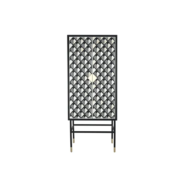 Cupboard DKD Home Decor Black White Bone Resin MDF Wood (75 x 40 x 180 cm)