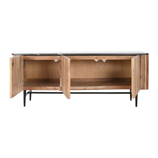 TV furniture DKD Home Decor Brown Black Natural Marble Acacia 145 x 45 x 60 cm