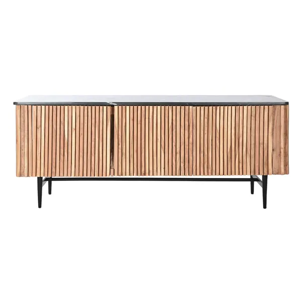 TV furniture DKD Home Decor Brown Black Natural Marble Acacia 145 x 45 x 60 cm