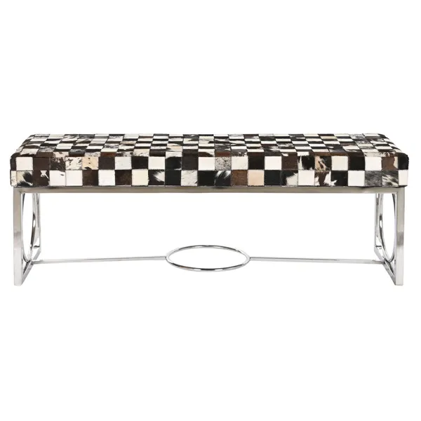Bench DKD Home Decor Cream Silver Dark brown Steel 122 x 41 x 44 cm