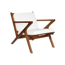 Armchair DKD Home Decor White Brown Dark brown Polyester Teak 64 x 76 x 77 cm