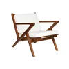 Armchair DKD Home Decor White Brown Dark brown Polyester Teak 64 x 76 x 77 cm