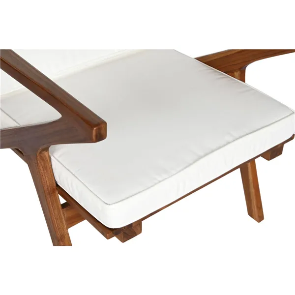 Armchair DKD Home Decor White Brown Dark brown Polyester Teak 64 x 76 x 77 cm