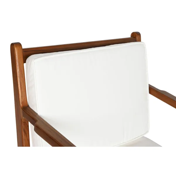Armchair DKD Home Decor White Brown Dark brown Polyester Teak 64 x 76 x 77 cm