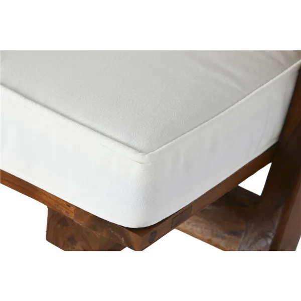 Armchair DKD Home Decor White Brown Dark brown Polyester Teak 64 x 76 x 77 cm