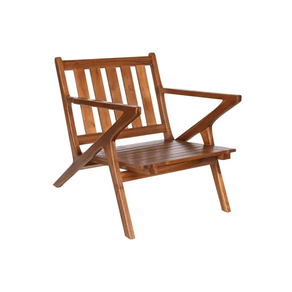 Armchair DKD Home Decor White Brown Dark brown Polyester Teak 64 x 76 x 77 cm