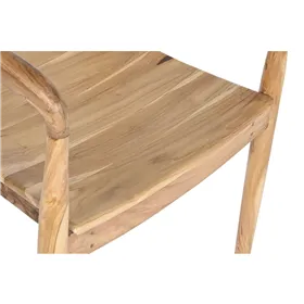 Chair DKD Home Decor Brown Light brown Leather Teak 56 x 51 x 78 cm