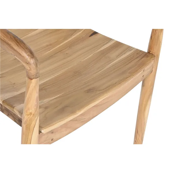 Chair DKD Home Decor Brown Light brown Leather Teak 56 x 51 x 78 cm