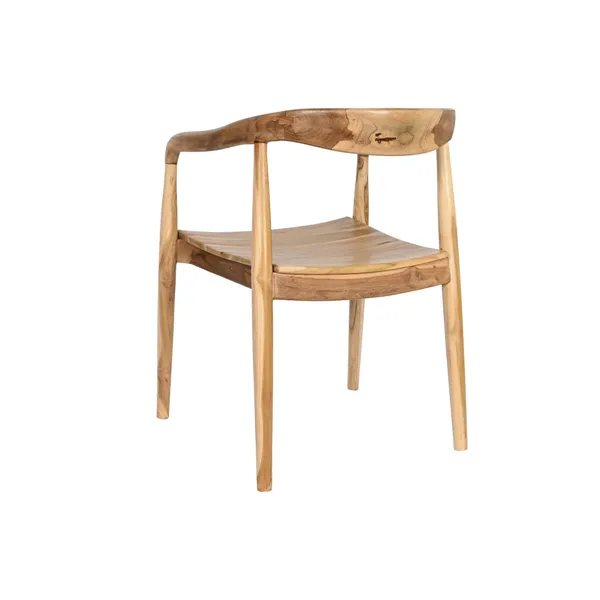 Chair DKD Home Decor Brown Light brown Leather Teak 56 x 51 x 78 cm