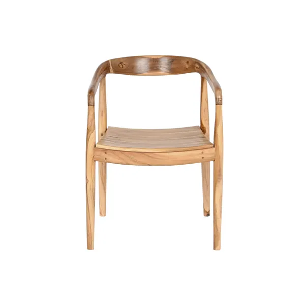 Chair DKD Home Decor Brown Light brown Leather Teak 56 x 51 x 78 cm