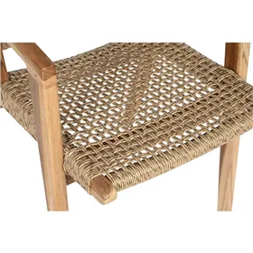 Chair with Armrests DKD Home Decor Beige Natural 55 x 60 x 85 cm