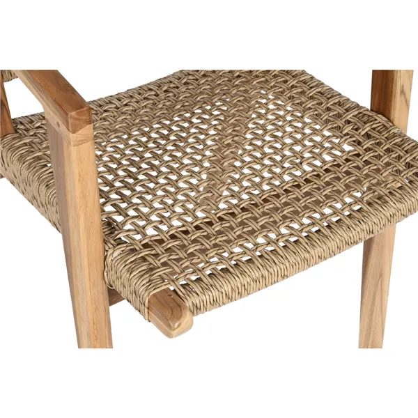 Chair with Armrests DKD Home Decor Beige Natural 55 x 60 x 85 cm
