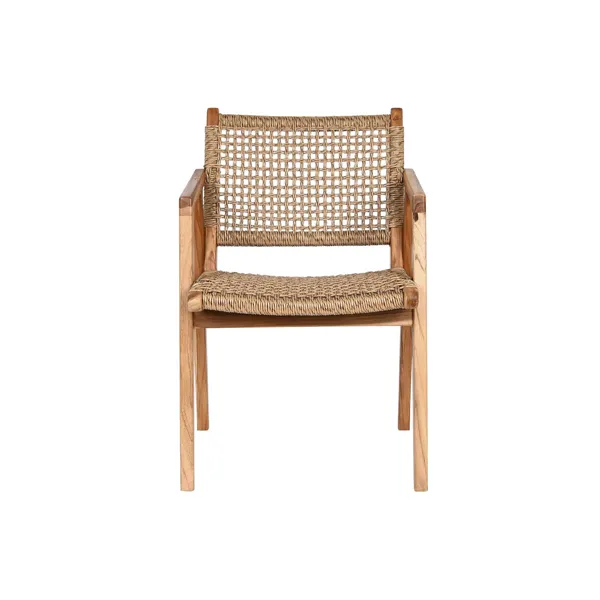 Chair with Armrests DKD Home Decor Beige Natural 55 x 60 x 85 cm