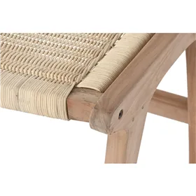 Bench DKD Home Decor White Brown Beige Teak 65 x 47 x 40 cm