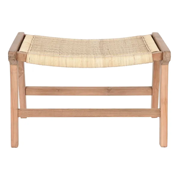 Bench DKD Home Decor White Brown Beige Teak 65 x 47 x 40 cm