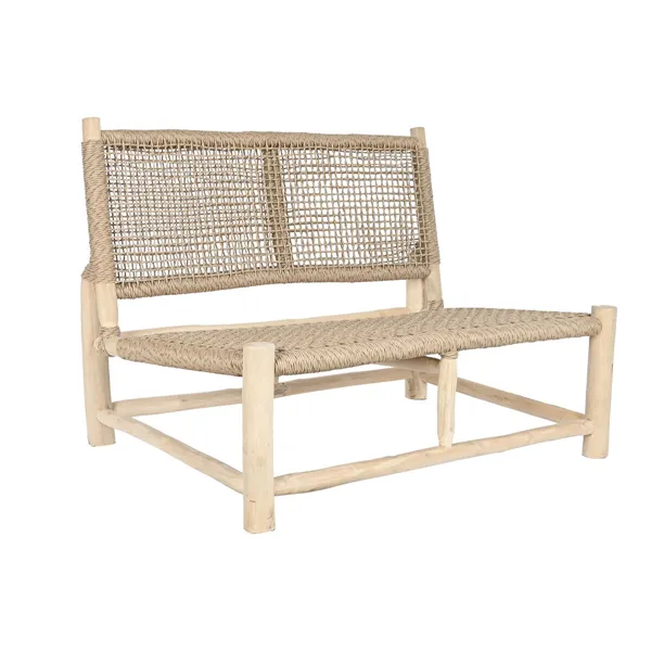 Garden sofa DKD Home Decor White Natural Teak 120 x 81 x 84 cm