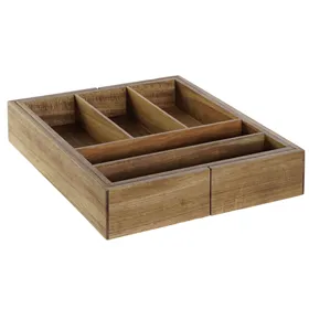 Cutlery Organiser DKD Home Decor Natural Acacia 35 x 30 x 7 cm