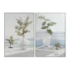Canvas Home ESPRIT Blue White Green Scandinavian Plant 80 x 3,5 x 120 cm (2 Units)